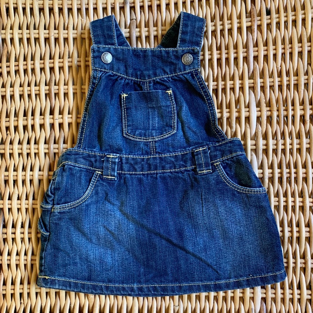 Old Navy Denim Overalls with ruffled Skirt 12-18m